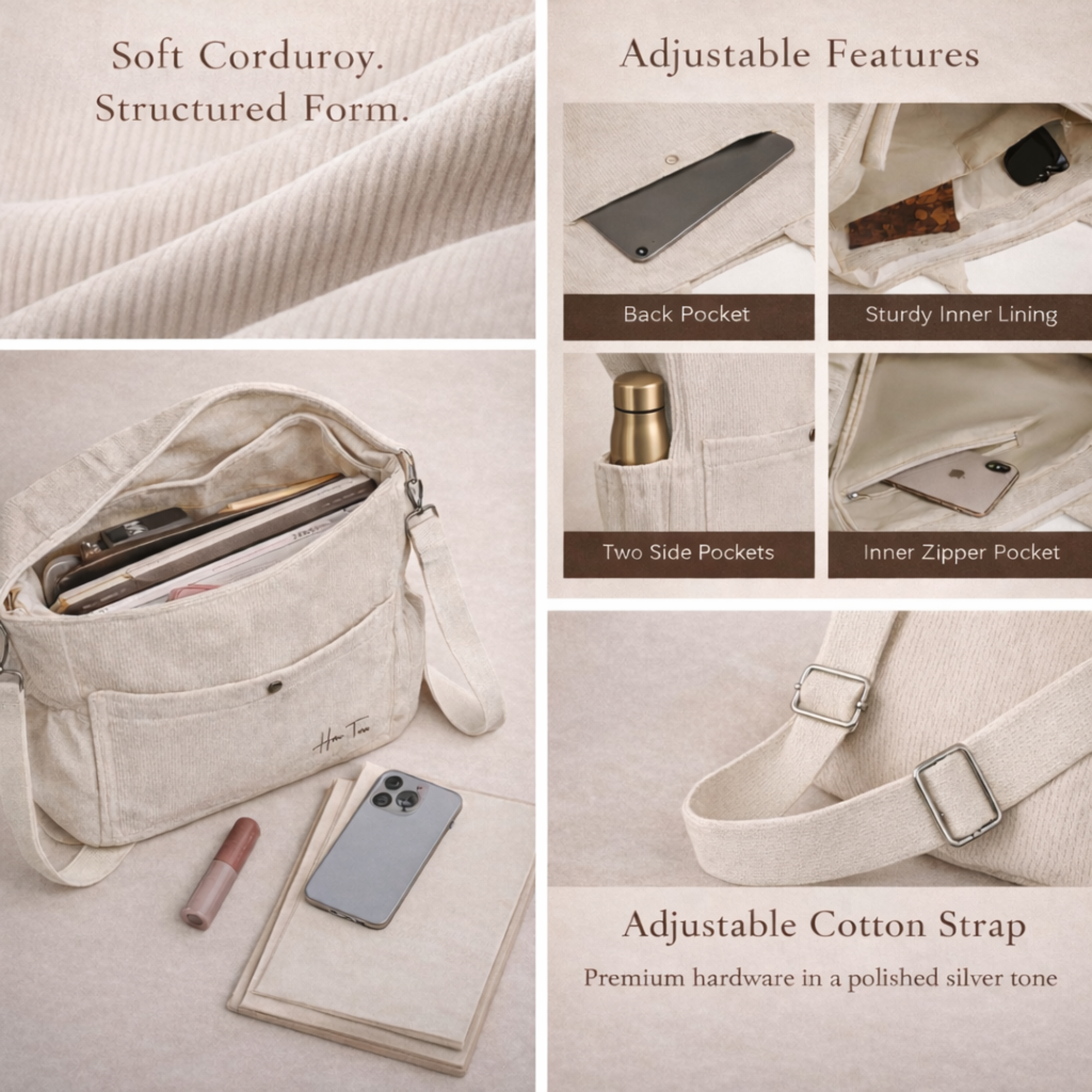 Carry Tote — Corduroy (Ivory)