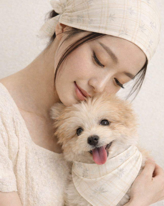 Cream Plaid Bamboo Pet Bandana