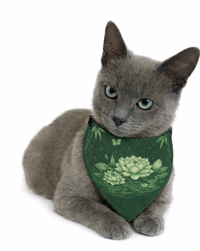 Lotus & Bamboo Pet Bandana Collar in Dark Shades