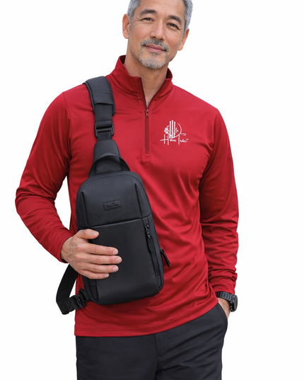 Lightweight Quarter-Zip Pullover with White HanTrúc Logo