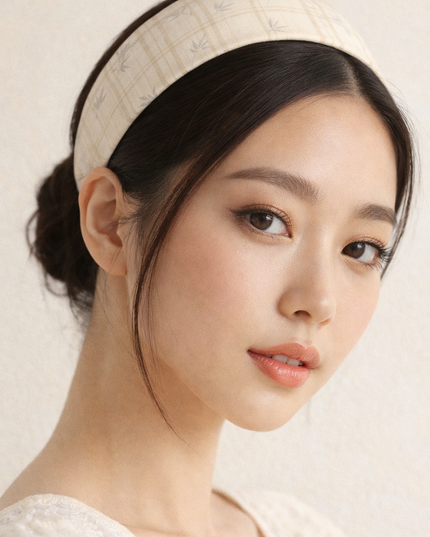 Cream Plaid Bamboo Bandana