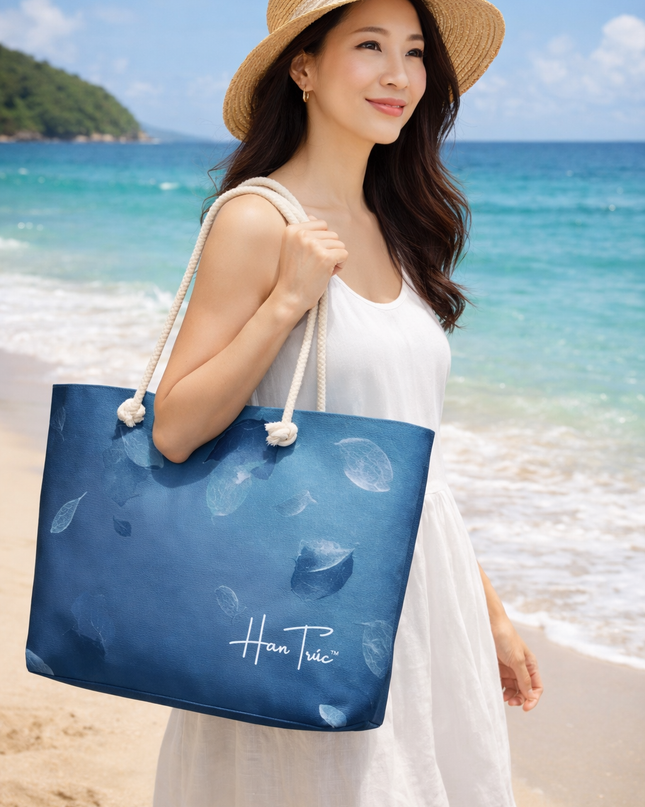 HanTrúc Navy Bamboo Oversized Weekender