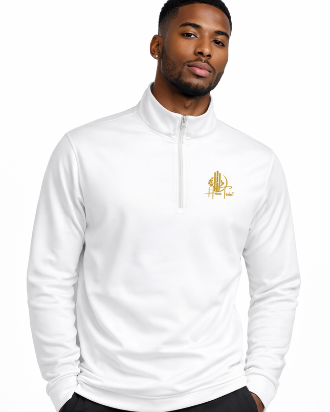 Lightweight Quarter-zip Pullover with Gold HanTrúc Logo
