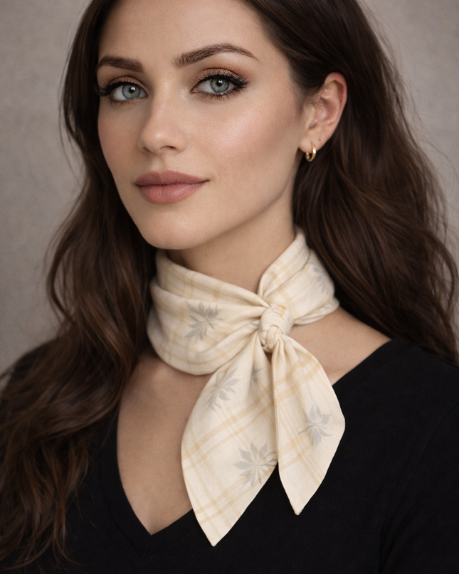 Cream Plaid Bamboo Bandana