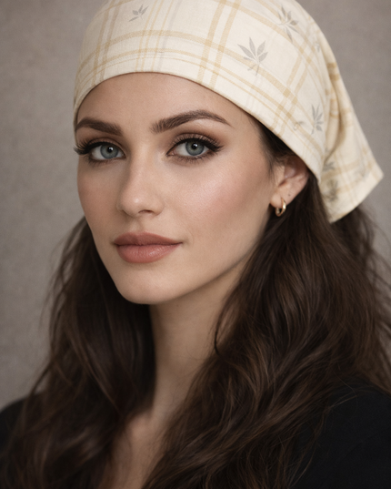 Cream Plaid Bamboo Bandana