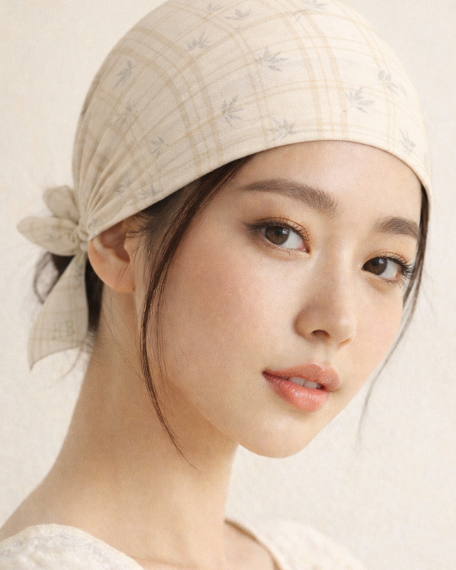 Cream Plaid Bamboo Bandana