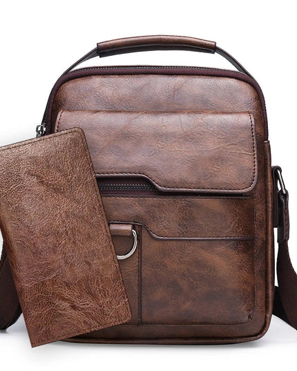 Men's Casual Pu Leather Messenger Shoulder Bag Luxury Designer Crossbody Sling Bag Portable High Quality Waterproof Trendy-0