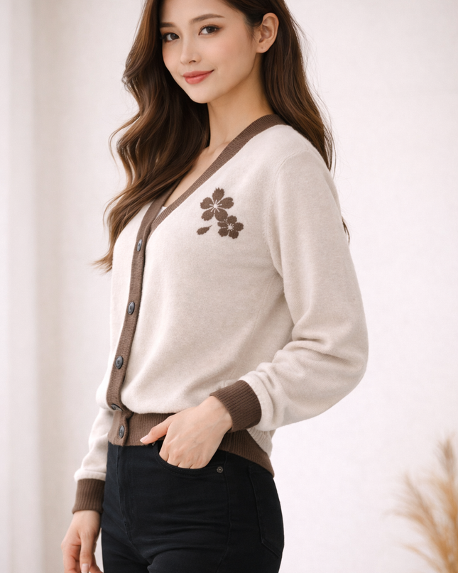 Knitted Cardigan with Hope Blooms Again Logo