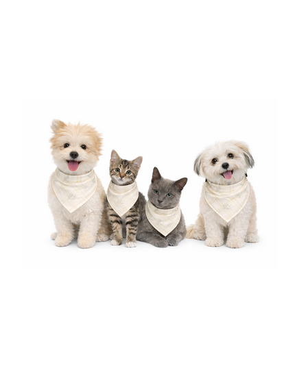 Cream Plaid Bamboo Pet Bandana