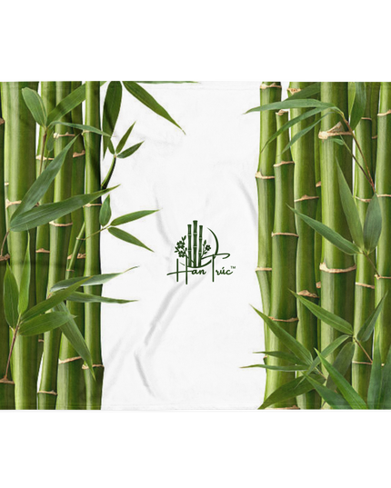 Throw Blanket Decorated with Bamboo and Custom HanTrúc Logo