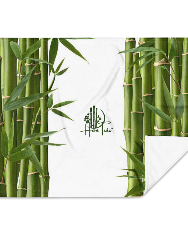 Throw Blanket Decorated with Bamboo and Custom HanTrúc Logo
