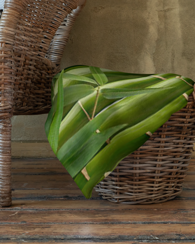 Throw Blanket Decorated with Bamboo and Custom HanTrúc Logo