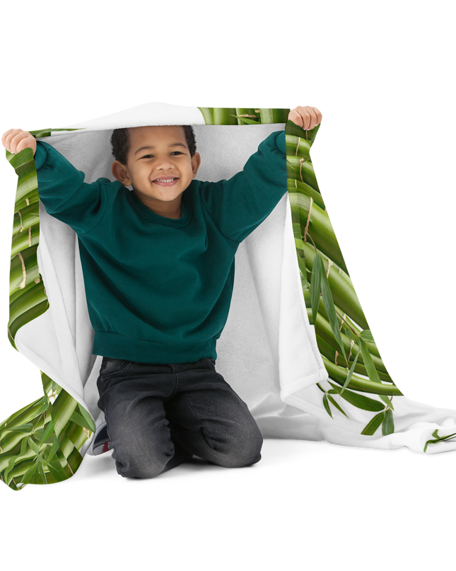 Throw Blanket Decorated with Bamboo and Custom HanTrúc Logo