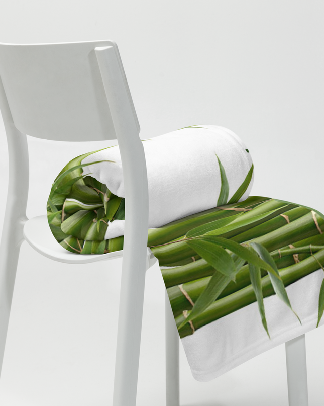 Throw Blanket Decorated with Bamboo and Custom HanTrúc Logo