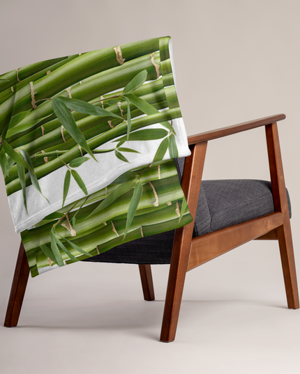 Throw Blanket Decorated with Bamboo and Custom HanTrúc Logo