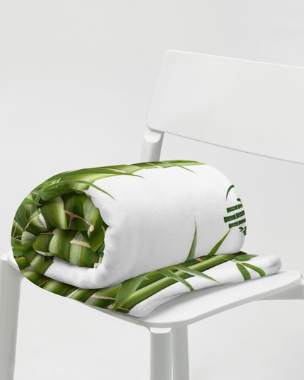 Throw Blanket Decorated with Bamboo and Custom HanTrúc Logo