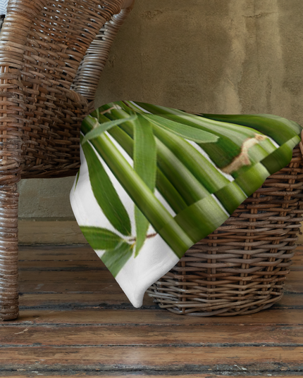 Throw Blanket Decorated with Bamboo and Custom HanTrúc Logo