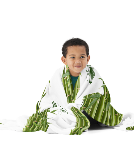 Throw Blanket Decorated with Bamboo and Custom HanTrúc Logo