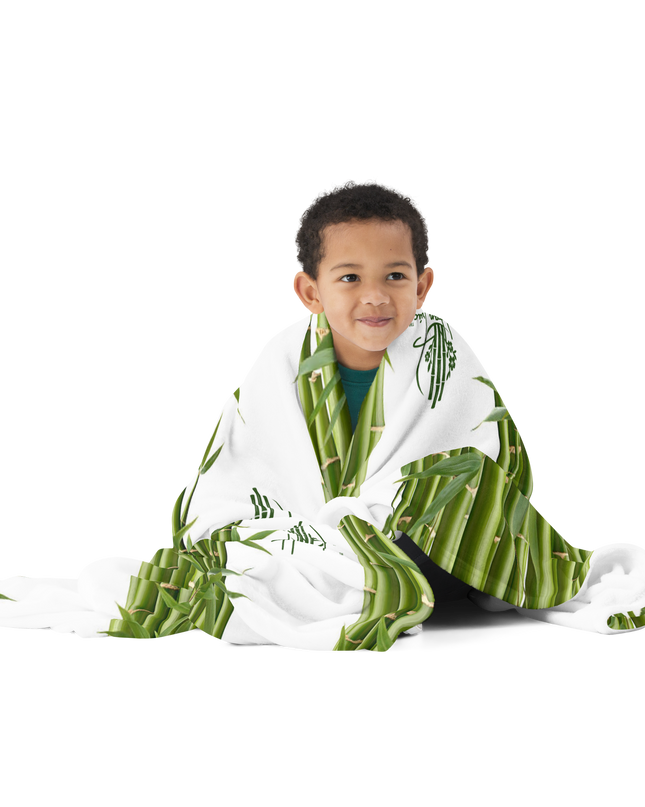 Throw Blanket Decorated with Bamboo and Custom HanTrúc Logo
