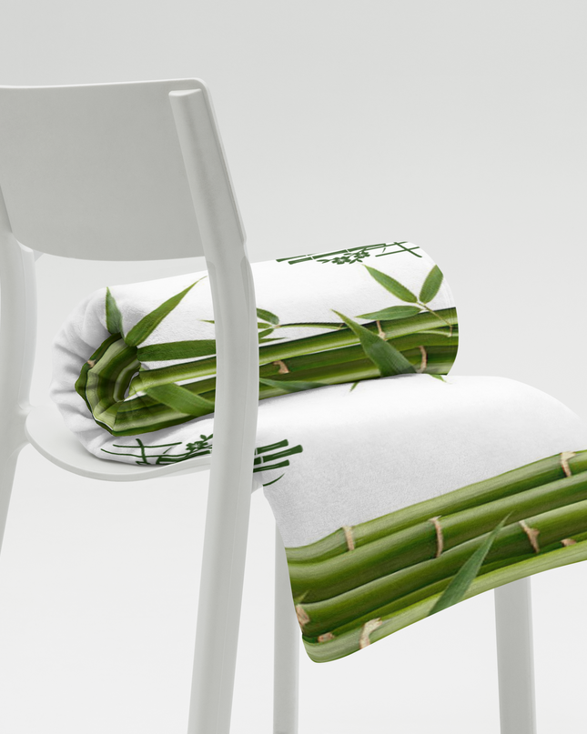 Throw Blanket Decorated with Bamboo and Custom HanTrúc Logo