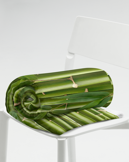 Throw Blanket Decorated with Bamboo and Custom HanTrúc Logo