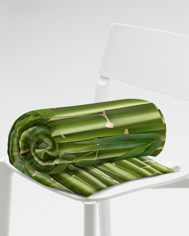 Throw Blanket Decorated with Bamboo and Custom HanTrúc Logo