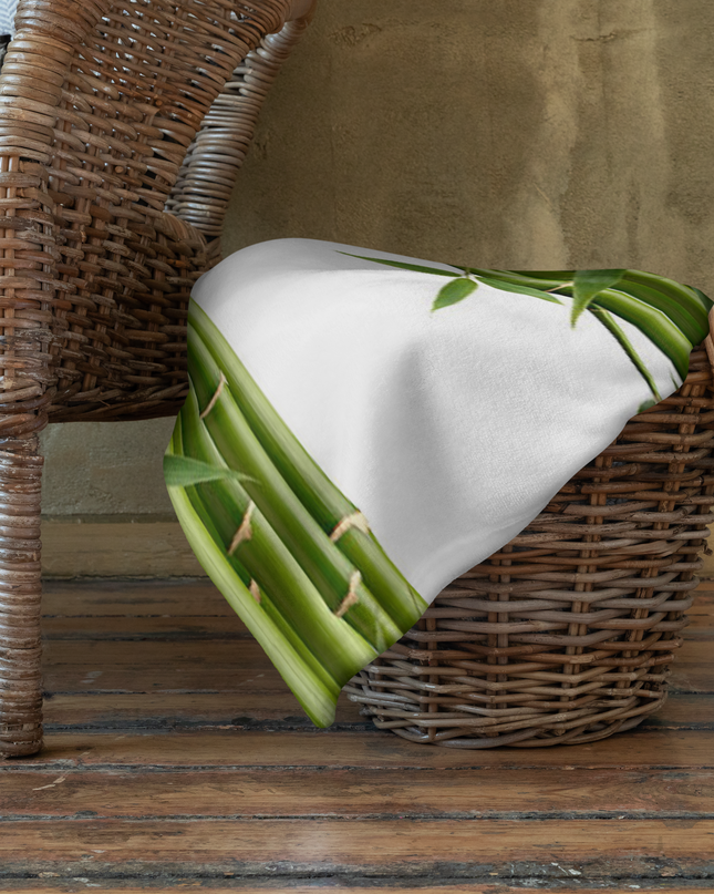Throw Blanket Decorated with Bamboo and Custom HanTrúc Logo