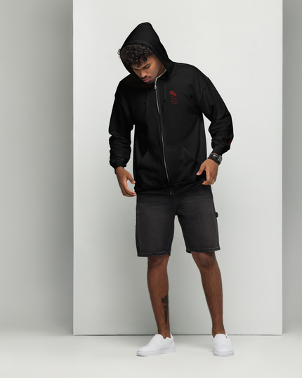 Unisex heavy blend zip hoodie with embroidered theme: Hope Blooms Again