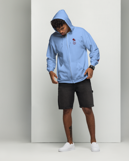 Unisex heavy blend zip hoodie with embroidered theme: Hope Blooms Again