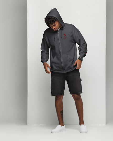 Unisex heavy blend zip hoodie with embroidered theme: Hope Blooms Again