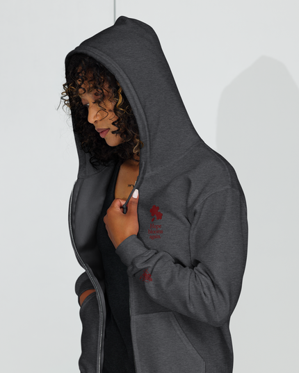 Unisex heavy blend zip hoodie with embroidered theme: Hope Blooms Again