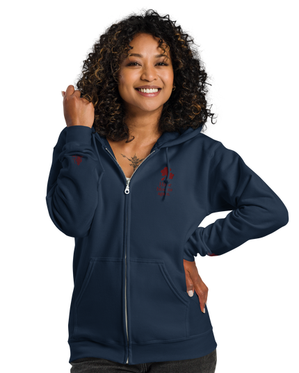 Unisex heavy blend zip hoodie with embroidered theme: Hope Blooms Again