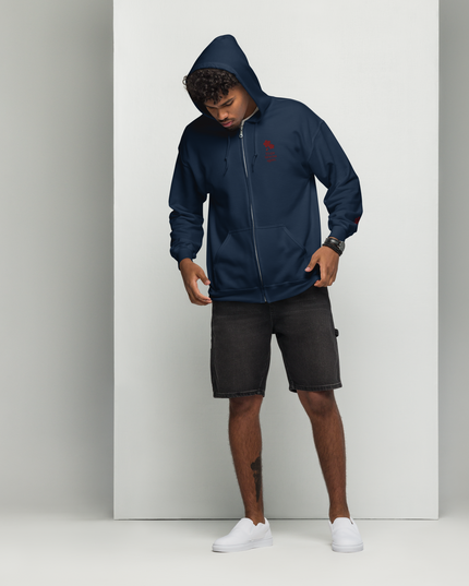 Unisex heavy blend zip hoodie with embroidered theme: Hope Blooms Again