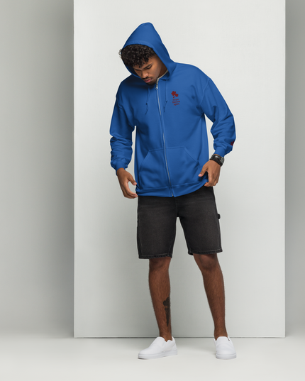 Unisex heavy blend zip hoodie with embroidered theme: Hope Blooms Again